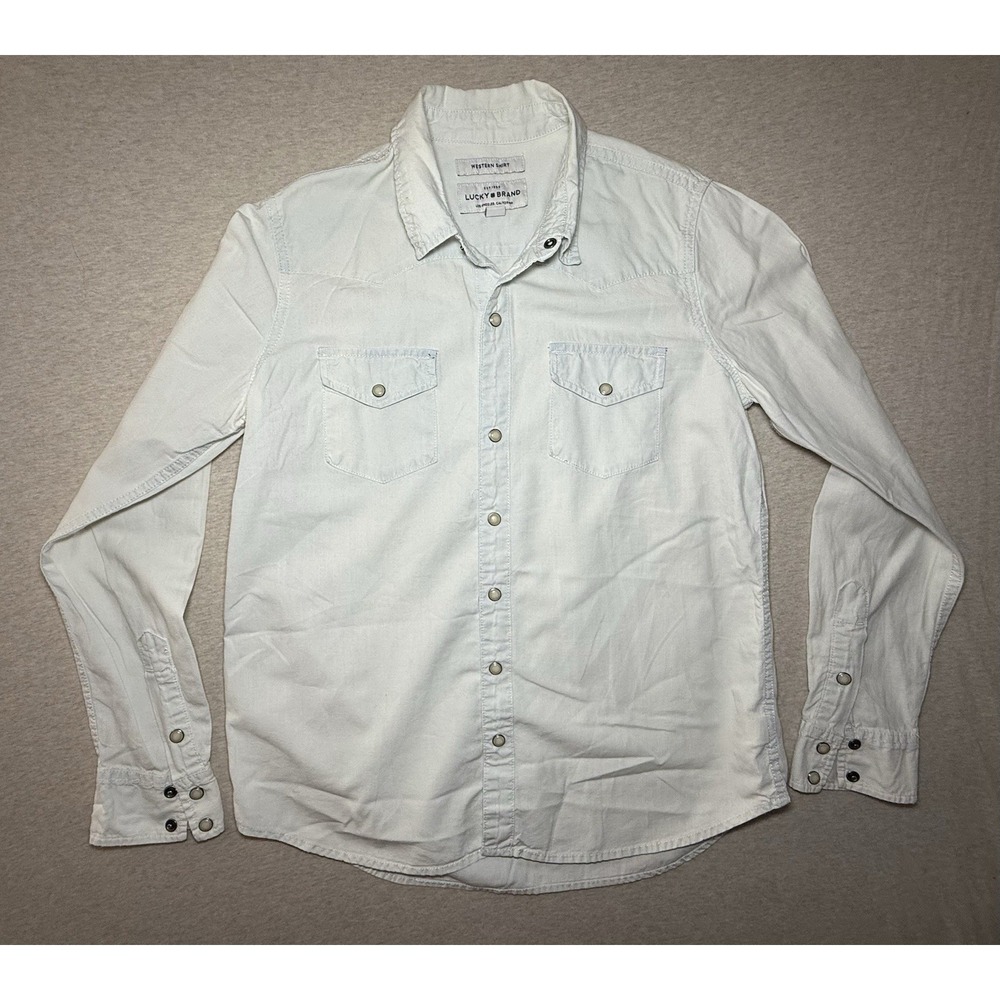 Lucky Brand Woman's Western Wear Button Up Long Sleeve Shirt Light Wash Small